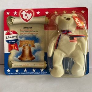 Vintage Ty beanie Baby McDonald's. Liberty the Bear mini. Original package.